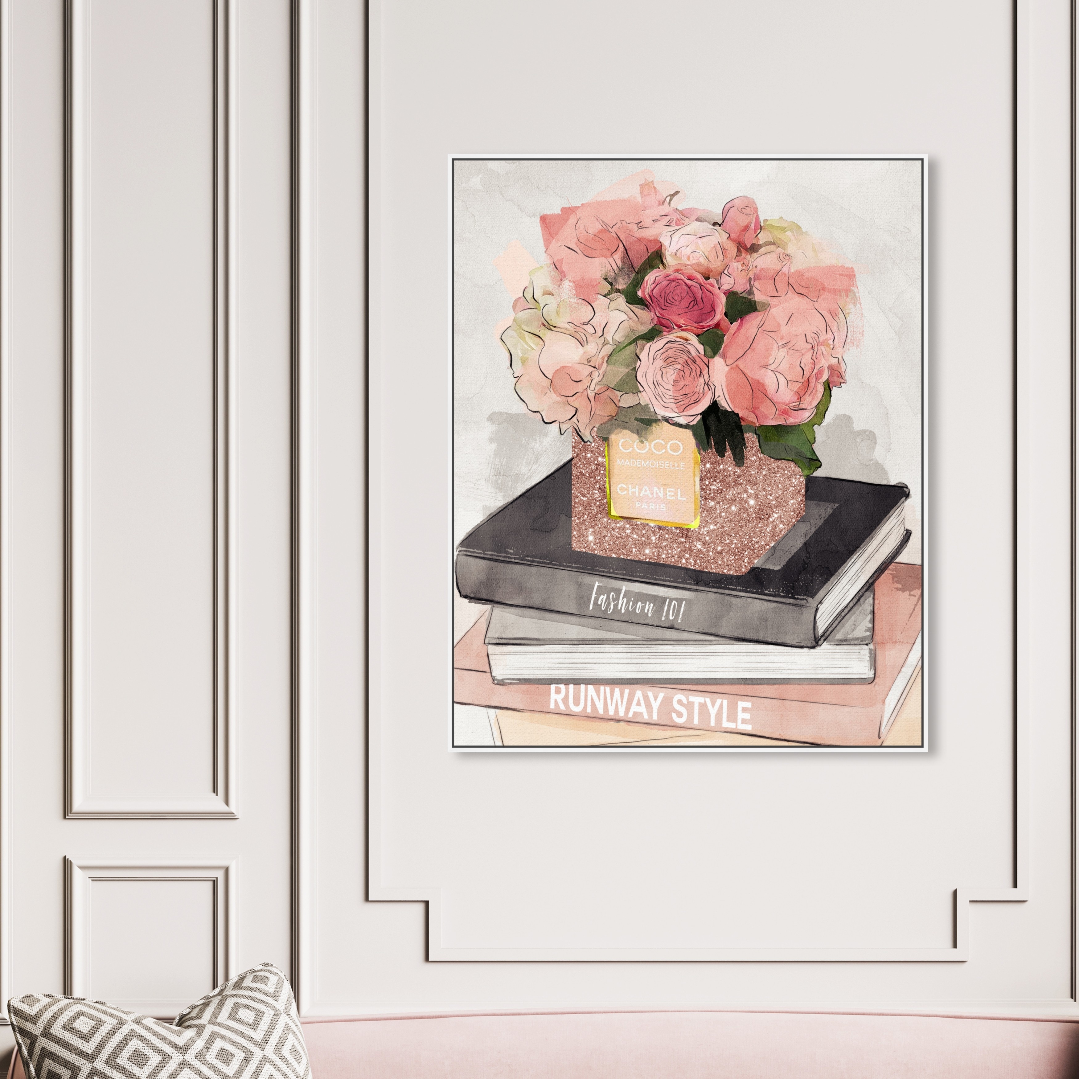 Oliver Gal 'Books and Fragrance' Fashion and Glam Wall Art Framed Canvas  Print Books - Pink, Black - Bed Bath & Beyond - 32481161