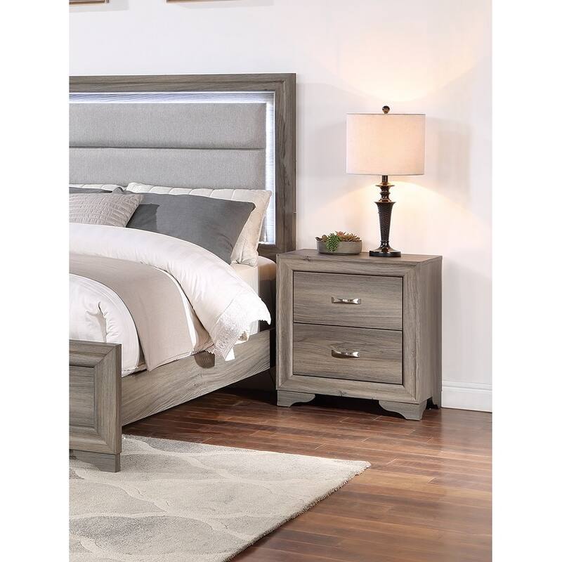 1pc Nightstand Wooden Bedside Table 2- Drawers