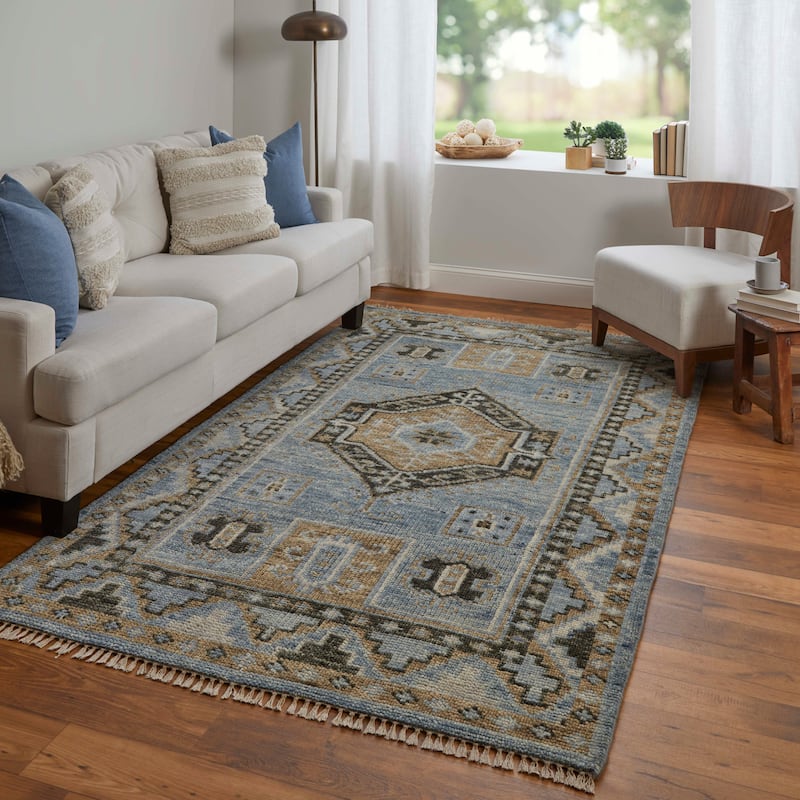 Grand Bazaar Foxboro Hand Knotted Medallion Traditional Area Rug