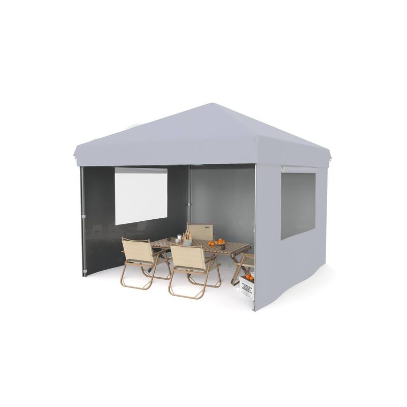 10x10 Feet Instant Pop-Up Canopy Tent, 4 Detachable Sidewalls - 10*10Ft - Gray