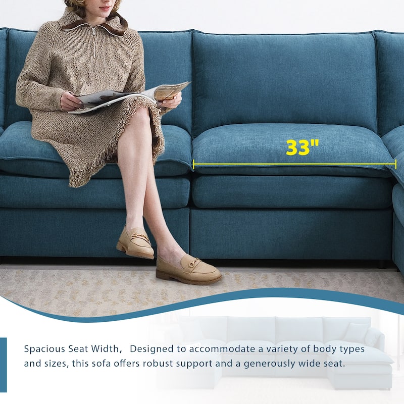 Chenille Modular Sectional Sofa, U Shaped Cloud Couch Set