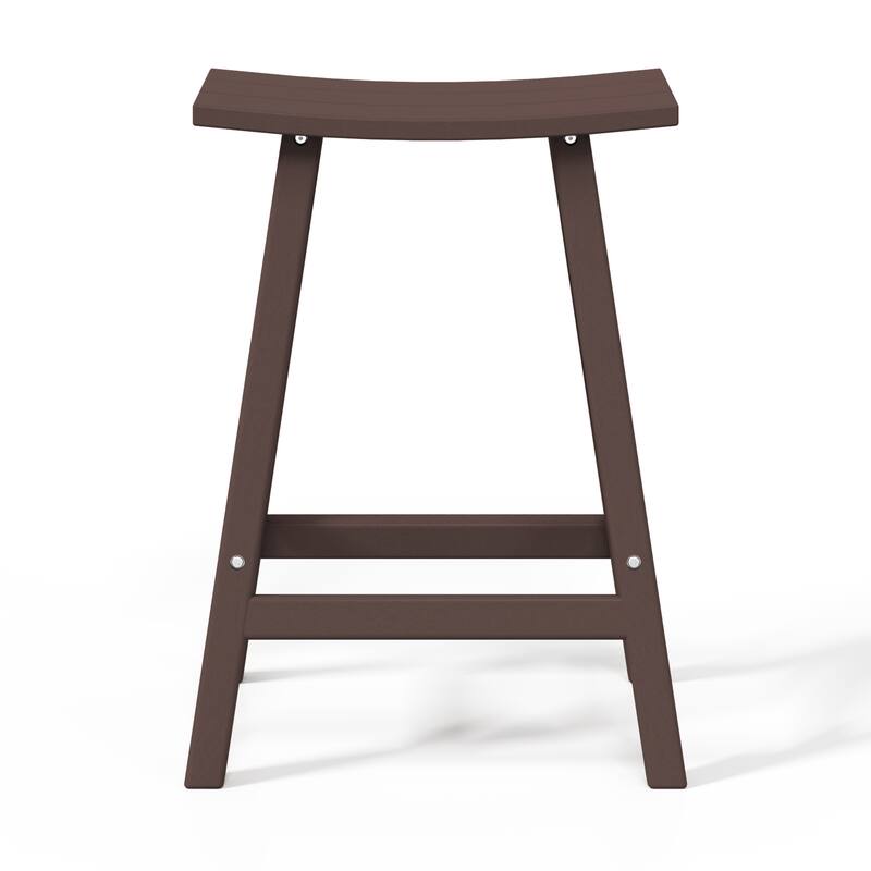 Laguna Hdpe All Weather Outdoor Patio 24" Saddle Seat Counter Stool (Set Of 2)