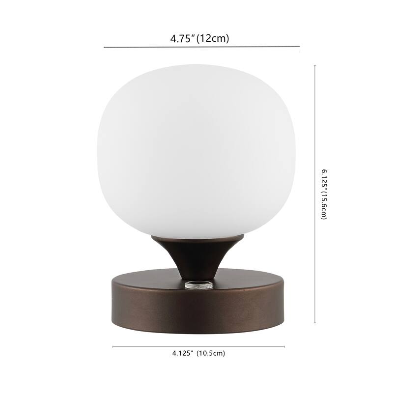 Zoe 6.13" Bohemian Farmhouse Iron Wireless Rechargeable Integrated LED Table Lamp, Oil Rubbed Bronze/White by JONATHAN Y
