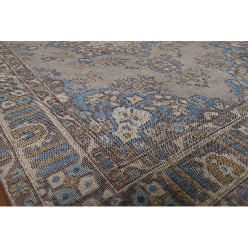 Gray Tabriz Persian Area Rug Handmade Traditional Wool Carpet - 6'9"x 9'5"