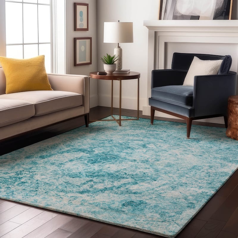 Premium Washable Super Soft Solid Abstract Mayfield Rug - Teal - 2' 6" x 3' 10" - Rectangle