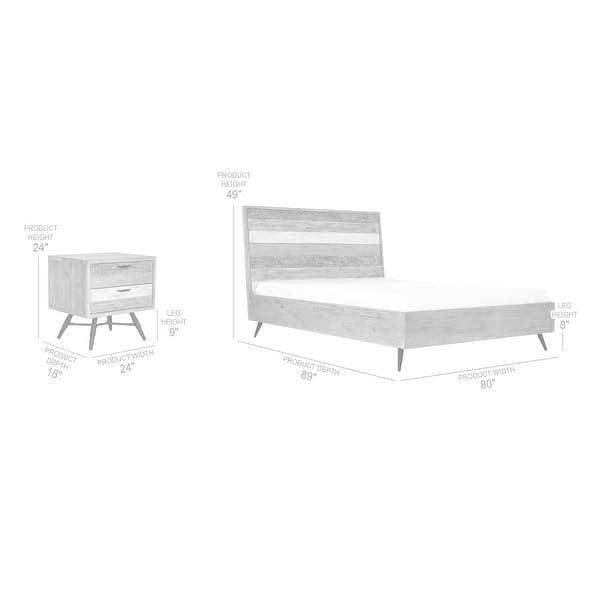Bridges 3 Piece Bedroom Set in Two-Tone Acacia Wood