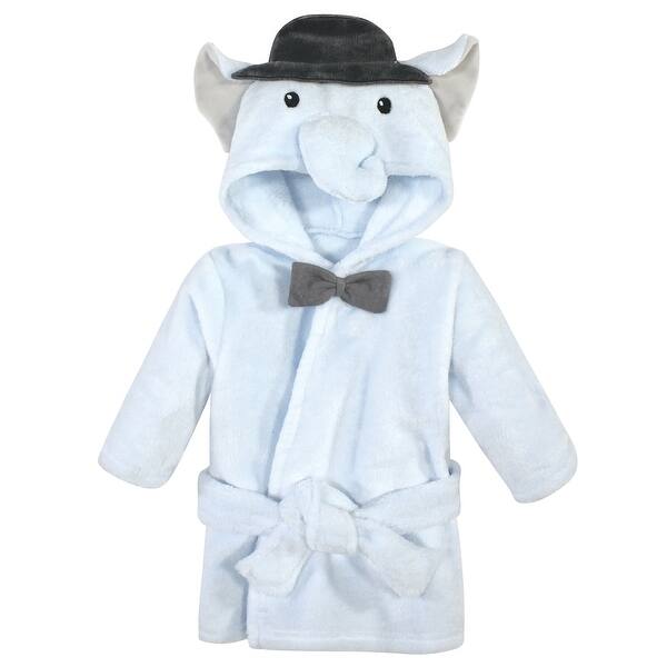 slide 1 of 1, Hudson Baby Infant Boy Plush Animal Face Bathrobe, Bowtie Elephant, 0-9 Months - Bowtie Elephant - 0-9 Months 0-9 Months - Bowtie Elephant