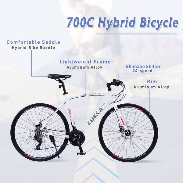 Zeus Ruta 24 Speed Hybrid Bike Disc Brake 700c Road Bike For