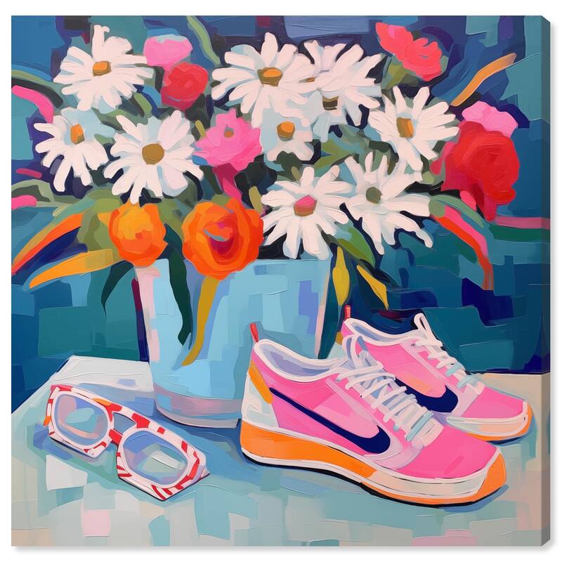 Whimsical Sneakers Flower Vase Canvas by Art Remedy, Gallery Wrapped - 30" x 30"