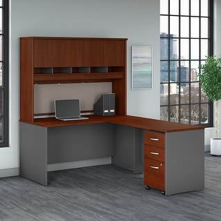 Bush Business Furniture Series C 60W L Desk with Hutch and Drawers by  (Bronze Finish)