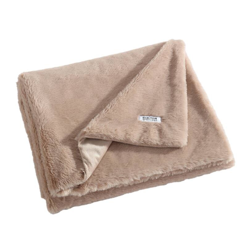Kenneth Cole Faux Fur Solid Throw Blankets
