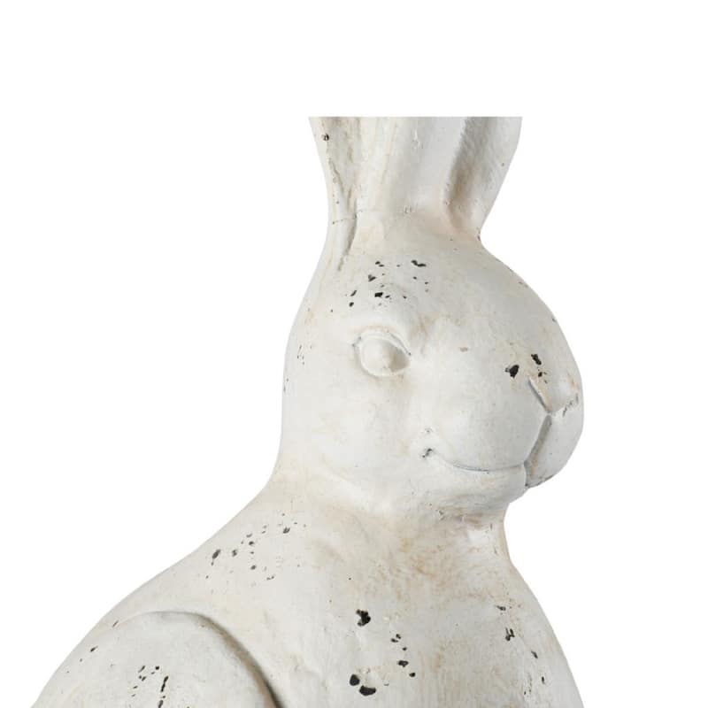 24" Cream White Distressed Vintage Style Medium Rabbit Figurine