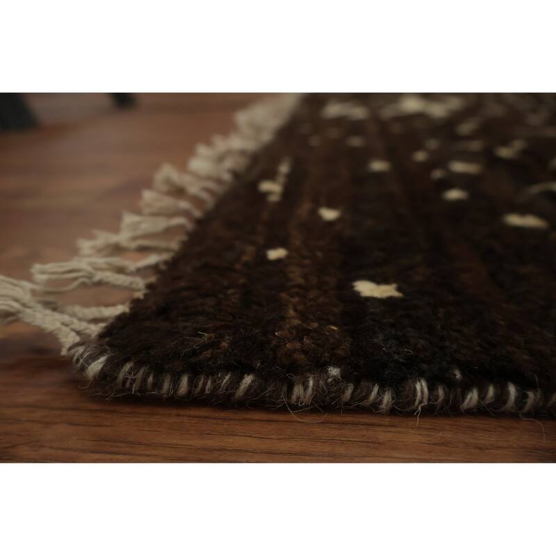 Hand Knotted Oriental 100% Wool Carpet Tribal Abstract Brown Moroccan Area Rug - 7' 11'' X 5' 7''