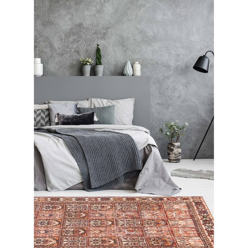 ECARPETGALLERY Hand-knotted Kayseri Vintage Dark Copper Wool Rug - 6'2 x 9'7