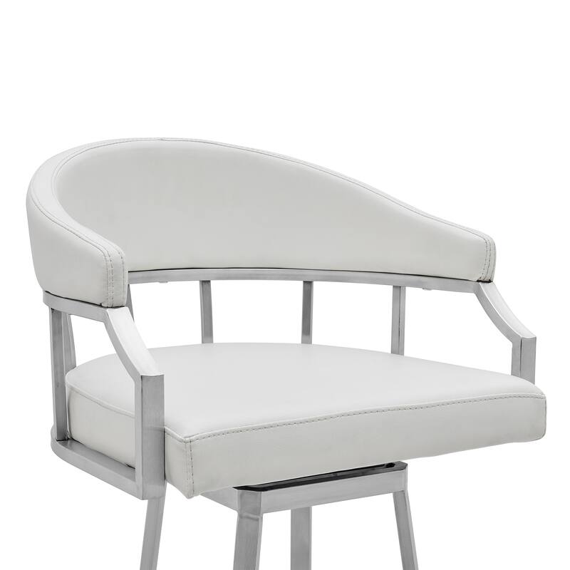 Palmdale Faux Leather and Metal Upholstered Swivel Counter or Bar Stool