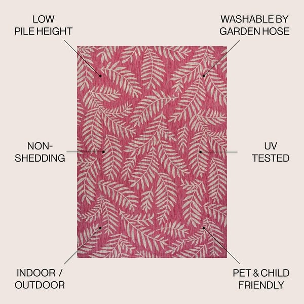 dimension image slide 2 of 23, JONATHAN Y Galon Palm Frond Indoor/Outdoor Area Rug