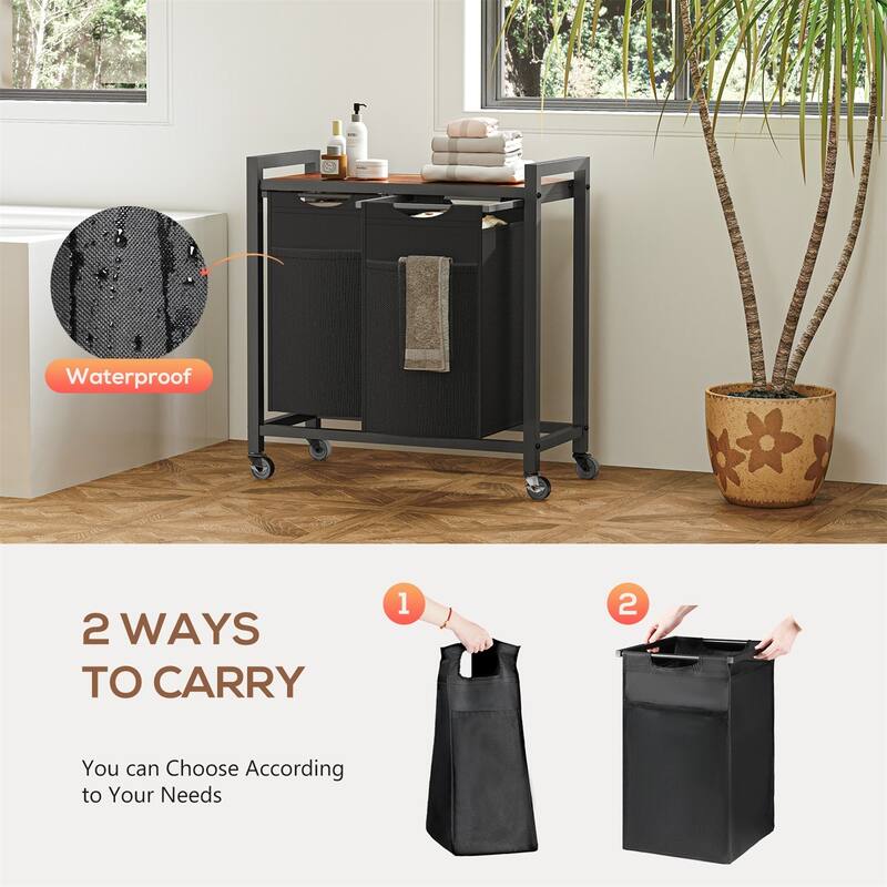 Laundry Hamper with Pull-Out Removable Sorter Bags