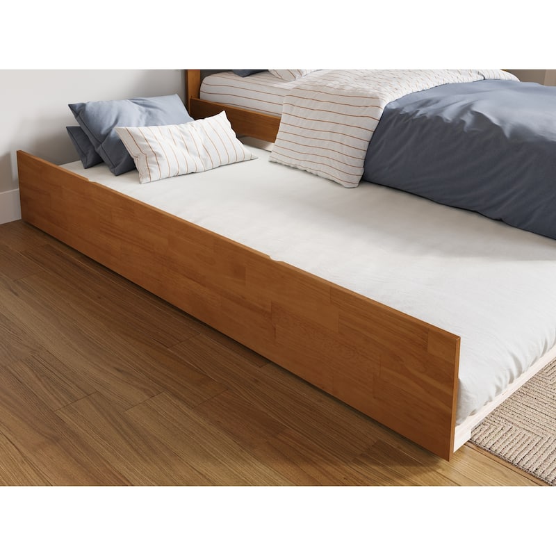 Orlando Full Platform Bed with Footboard and Full Trundle Bed