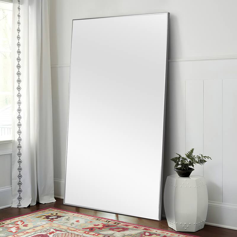 Huge Modern Framed Full Length Floor Mirror - 59x35 - Silver