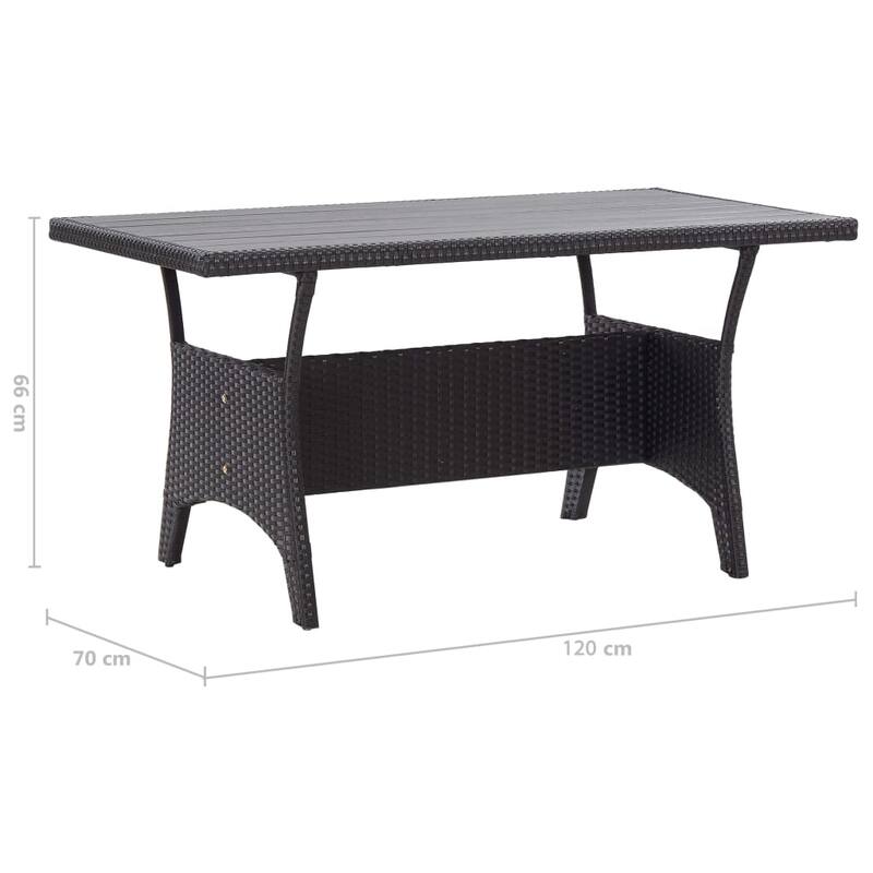 vidaXL Outdoor Dining Table Patio Table Garden Wicker Furniture PE Rattan - 47.2" x 27.6" x 26"
