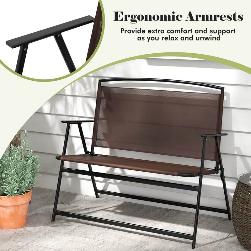 Costway 2-Person Patio Bench Folding Outdoor Garden Bench with - See Details