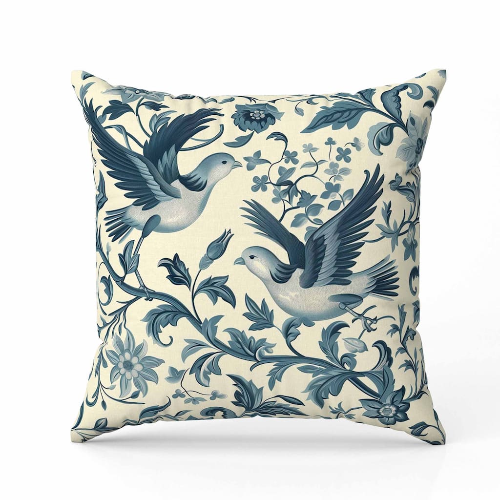 Delicate Duet Indoor/Outdoor Reversible Throw Pillow Beige and Teal