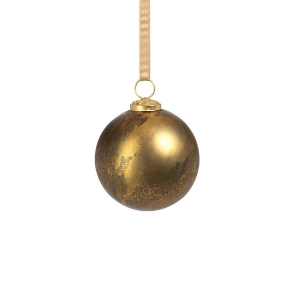 4" Rustic Metallic Glass Ball Ornaments-Gold, Set of 6. Opens flyout.