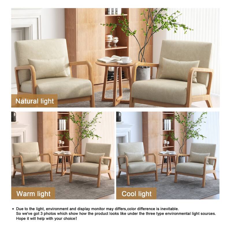 Upholstered Armchair Leisure Chair Accent Chairs Set of 2 with Pillow
