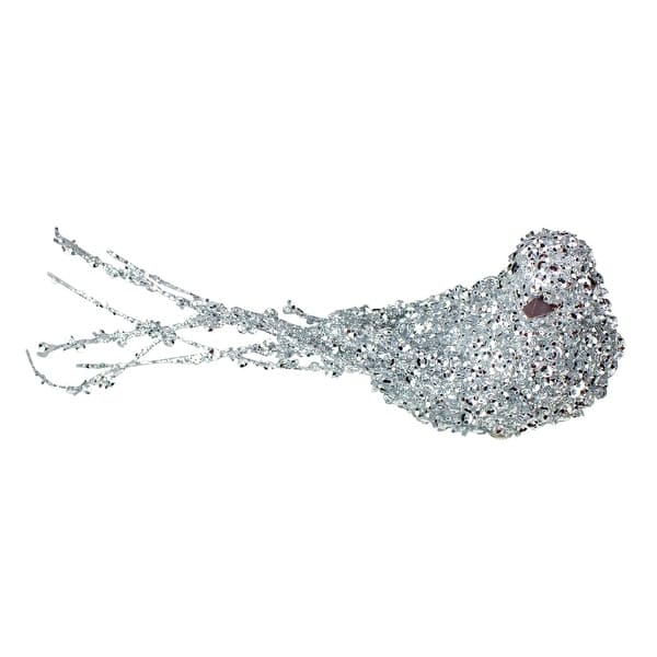 Shop 6 5 Silver Sequined Bird Christmas Ornament Decoration Overstock 30106463