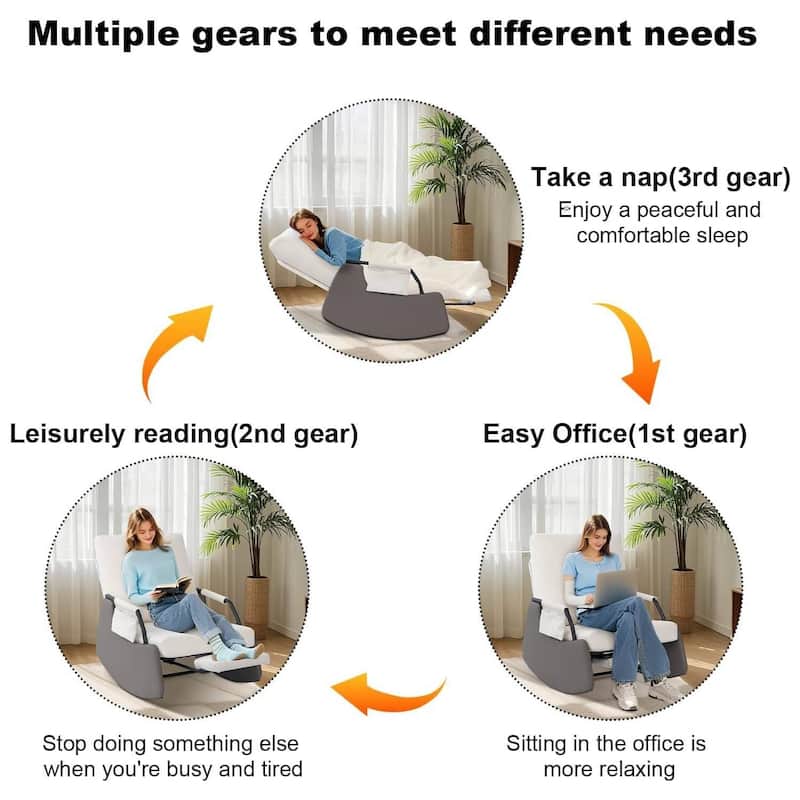 Upholstered Recliner Rocking Chairs for Living Room, Bedroom, Garden - 1PC