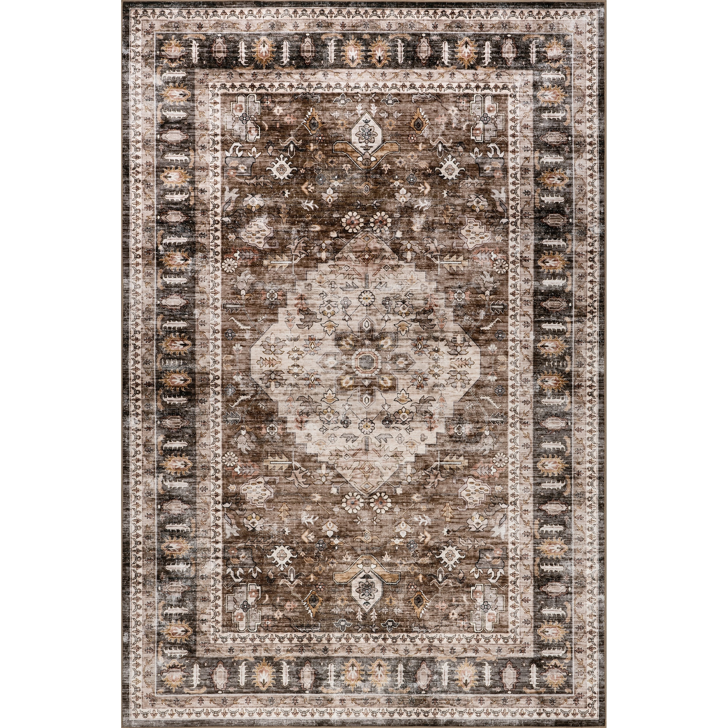 Nuloom Delisa Vintage Stain-Resistant Machine Washable Area Rug