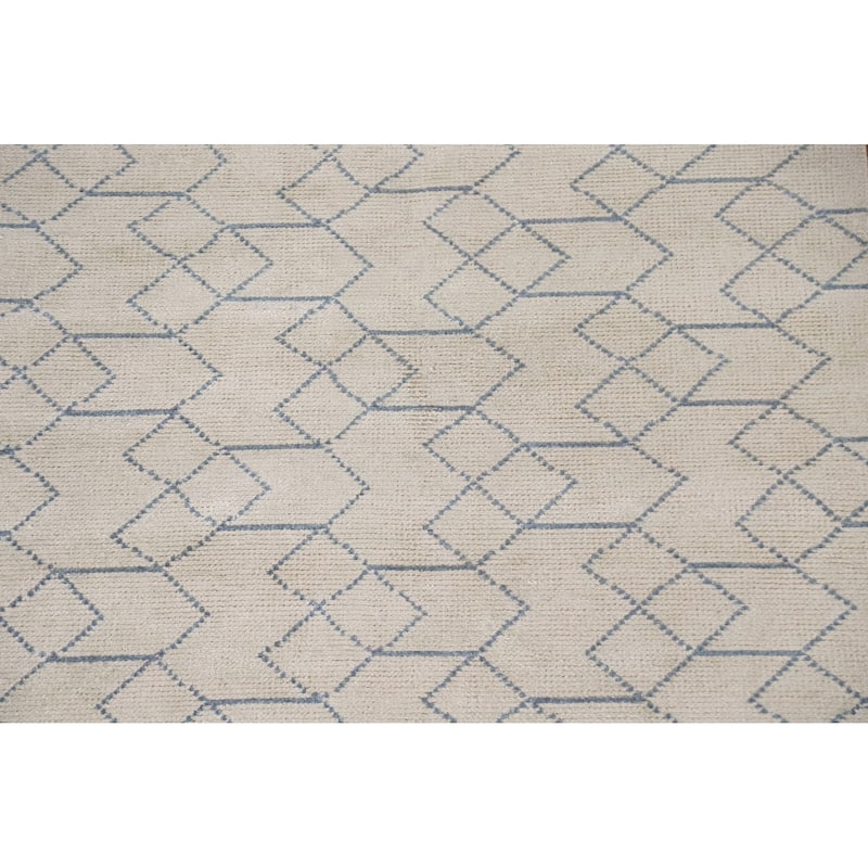Beige Trellis Moroccan Oriental Area Rug Handmade Wool Carpet - 5'0"x 7'10"