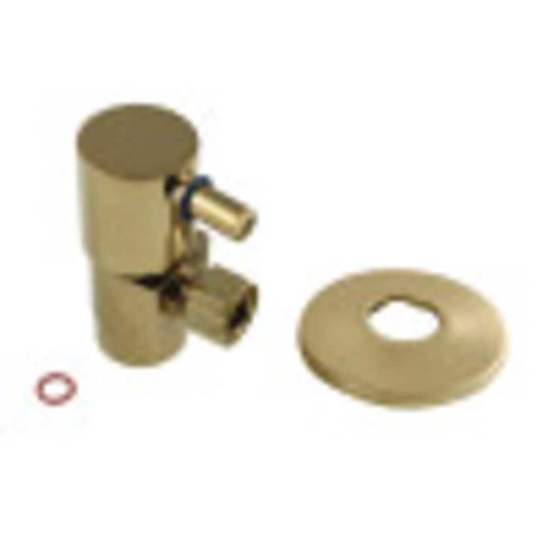 Kingston Brass 1/2"IPS x 3/8"O.D. Anti-Seize Deluxe Quarter-Turn Ceramic Hardisc Cartridge Angle Stop with Flange - Brushed Brass
