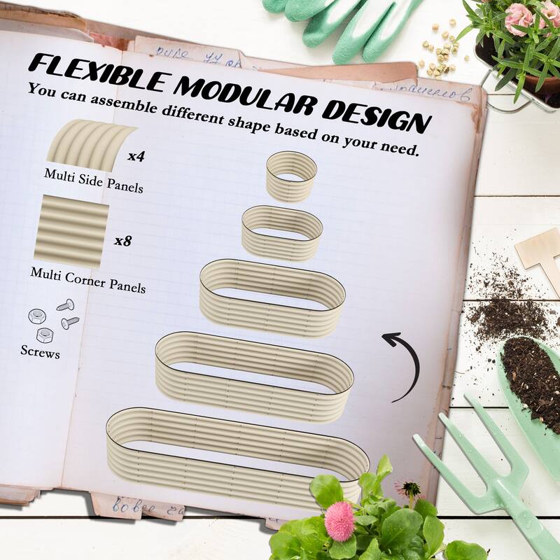 Expandable Raised Garden Bed with Self-Draining, Rubber Safety Edging