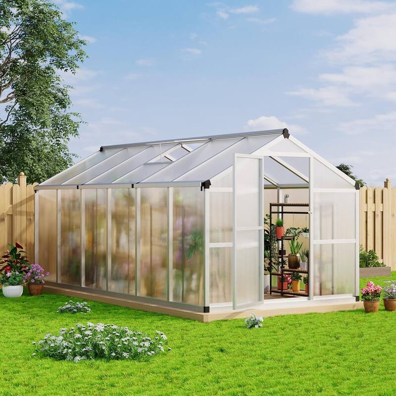 8x12 Ft Large Walk-In Outdoor Greenhouse Ideal For Winter Gardening In Backyard, Patio, And Lawn,Sliver - 8 x 12FT - 8 x 12FT