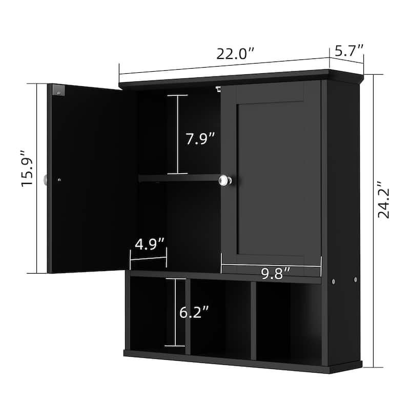 2-Door Wall-Mounted Bathroom Cabinet with Storage Space for Bathroom, Kitchen, or Office
