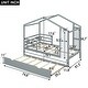 preview thumbnail 37 of 41, Twin Size Solid Wood House Bed with Trundle, Fence and Writing Board for Kids, Boys and Girls, Bedroom