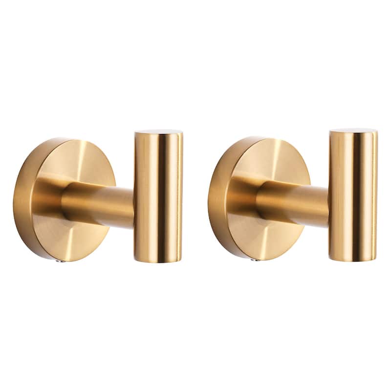 WOWOW Stainless Steel J-Hook Robe/Towel Hook 2 PCS - Brushed Gold
