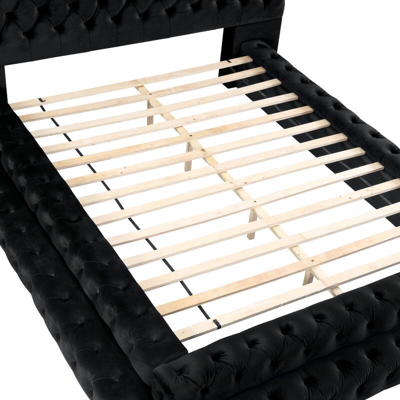 Furniture of America Allenhurst Glam Tufted Fabric Low Profile Platform Bed