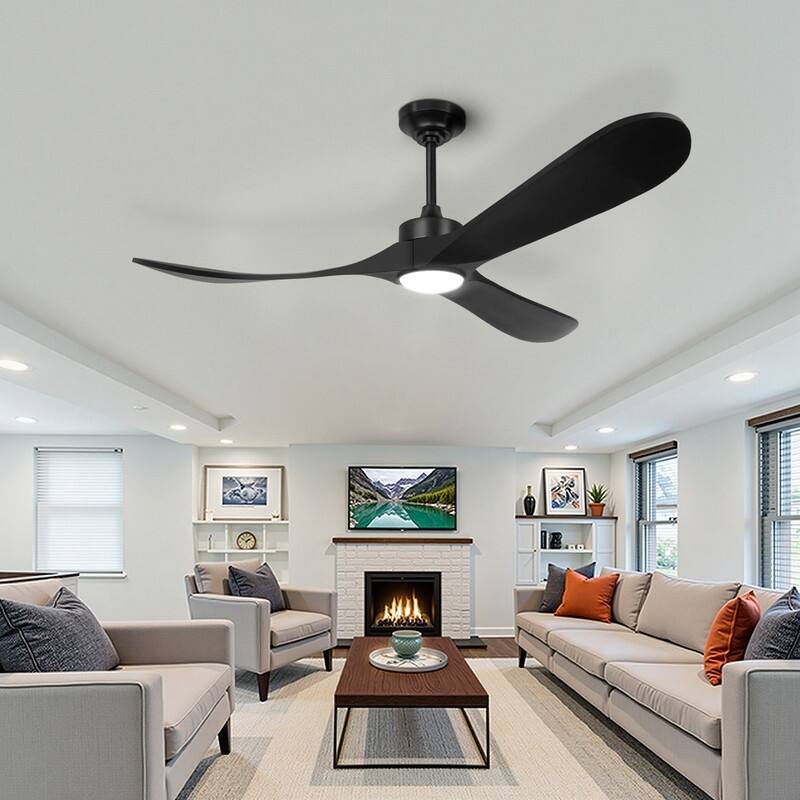 Indoor/Outdoor Ceiling Fan with Remote Control, 3-Blades Solid Wood Ceiling Fan for Bedroom Living Room