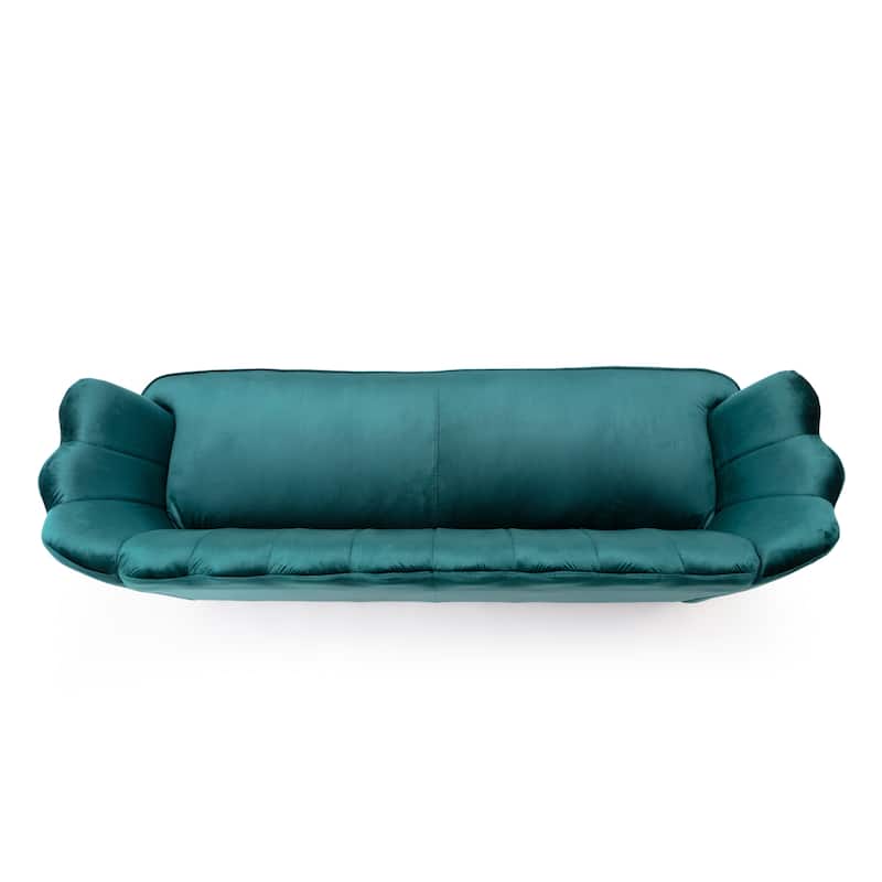 Velvet Channel Stitched 3-seater Sofa with Metal Legs