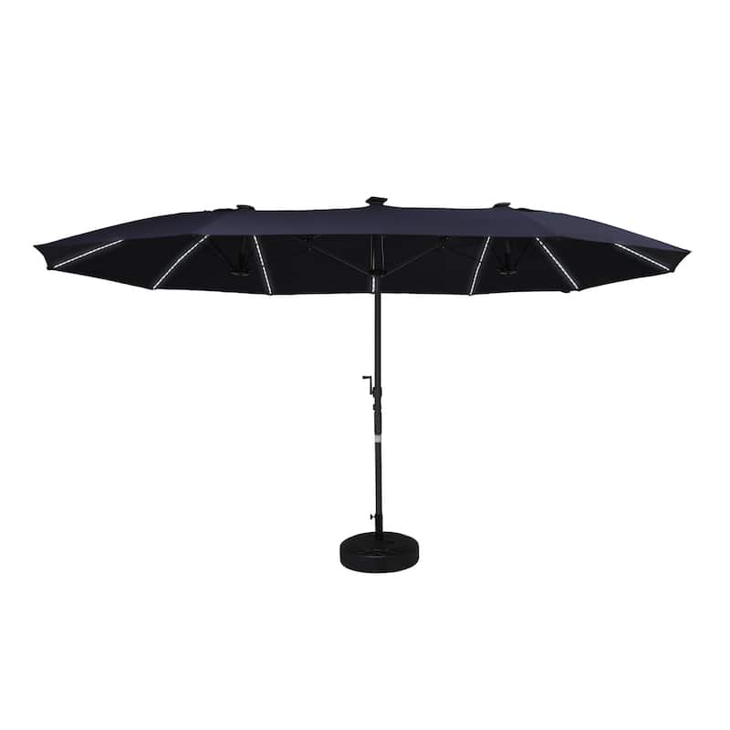 180'' x 108'' Rectangular Fiberglass Lighted Market Umbrella with Base