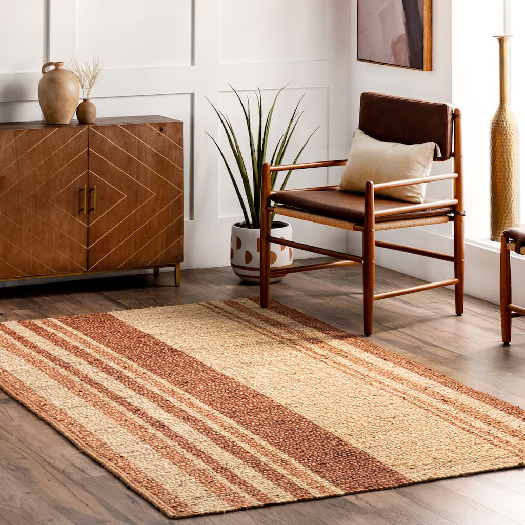 Nuloom Rubi Braided Stripes Jute Area Rug
