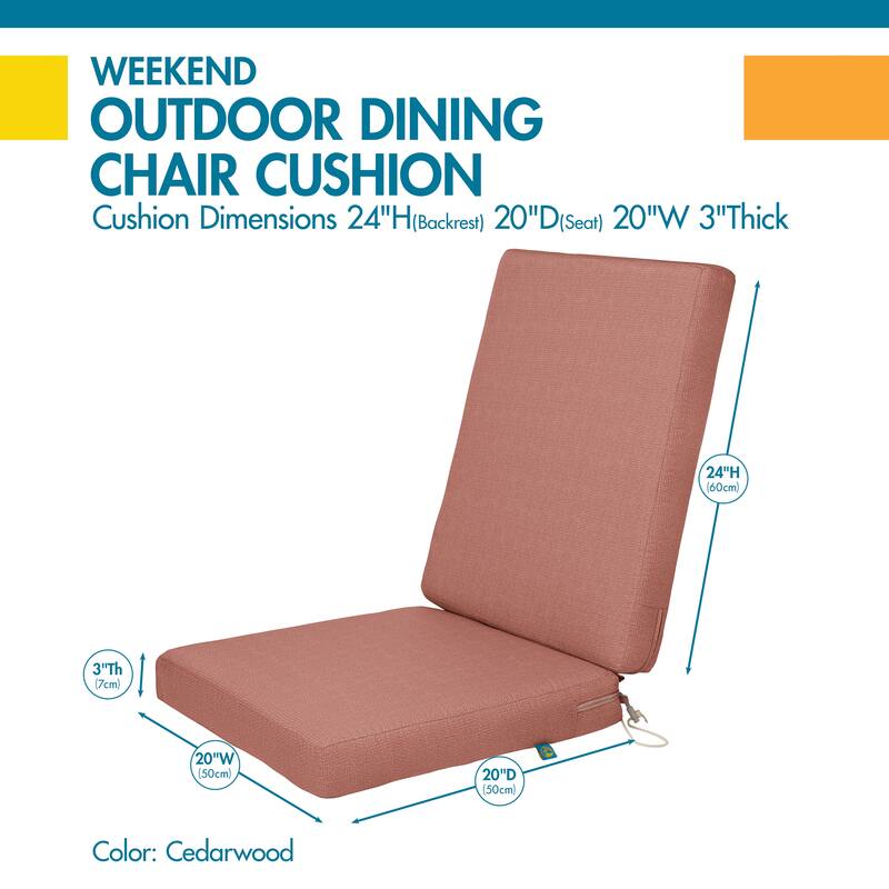 Duck Covers Weekend Water-Resistant Outdoor Dining Chair Cushions - 44"W x 20"D x 3"T - Cedarwood