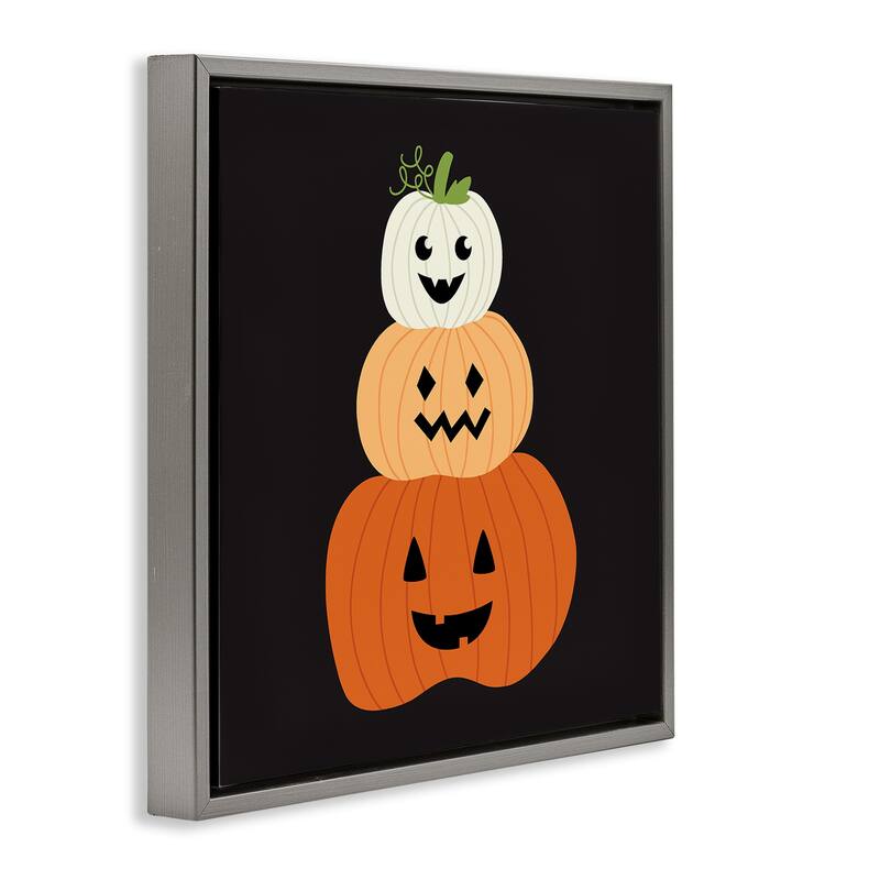 Stupell Happy Jack-o-Lanterns on Black Framed Floater Canvas Wall Art Design By Sazerelli Designs