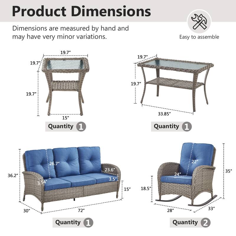Gymojoy Outdoor Wicker Patio Furniture Sofa Chair Set Weather-Resistant