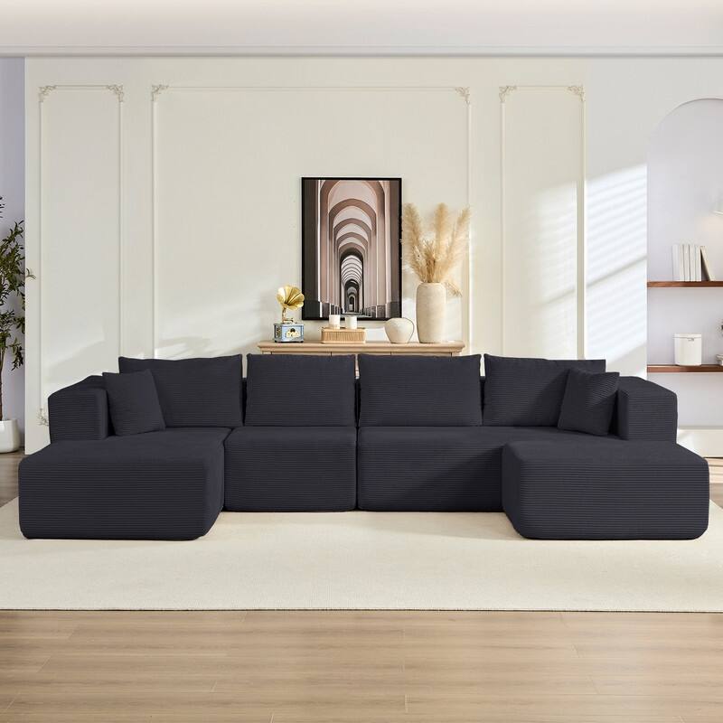 Minimalist 135" Oversized Modular Sofa, 4-Pieces Free Combination, No Assembly Required - U-Shaped Sofa