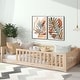 preview thumbnail 3 of 32, Twin Size Floor Bed for Kids with Safety Guardrails and Door and Slats Natural