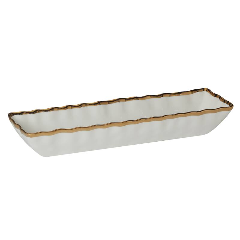 Certified International Regency Gold Cracker/Snack Tray, 13" X 3.5" - 13" x 3.5" x 2.25"