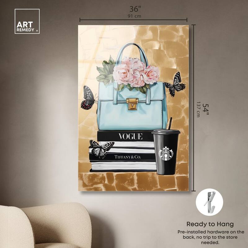 Golden Era of Glam Books Acrylic by Art Remedy, Ready to Hang